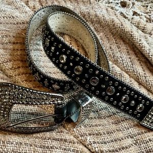 CHRISTINE ALEXANDER BLACK BELT WITH SWAROVSKI CRYSTALS, SIZE M